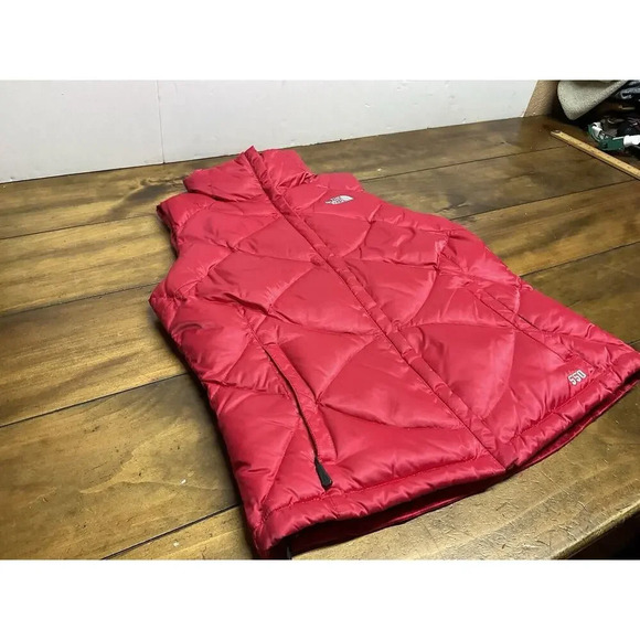 North Face Vest Womens Medium Pink Aconcagua Goose Down 550 Puffer Full Zip - Picture 3 of 12